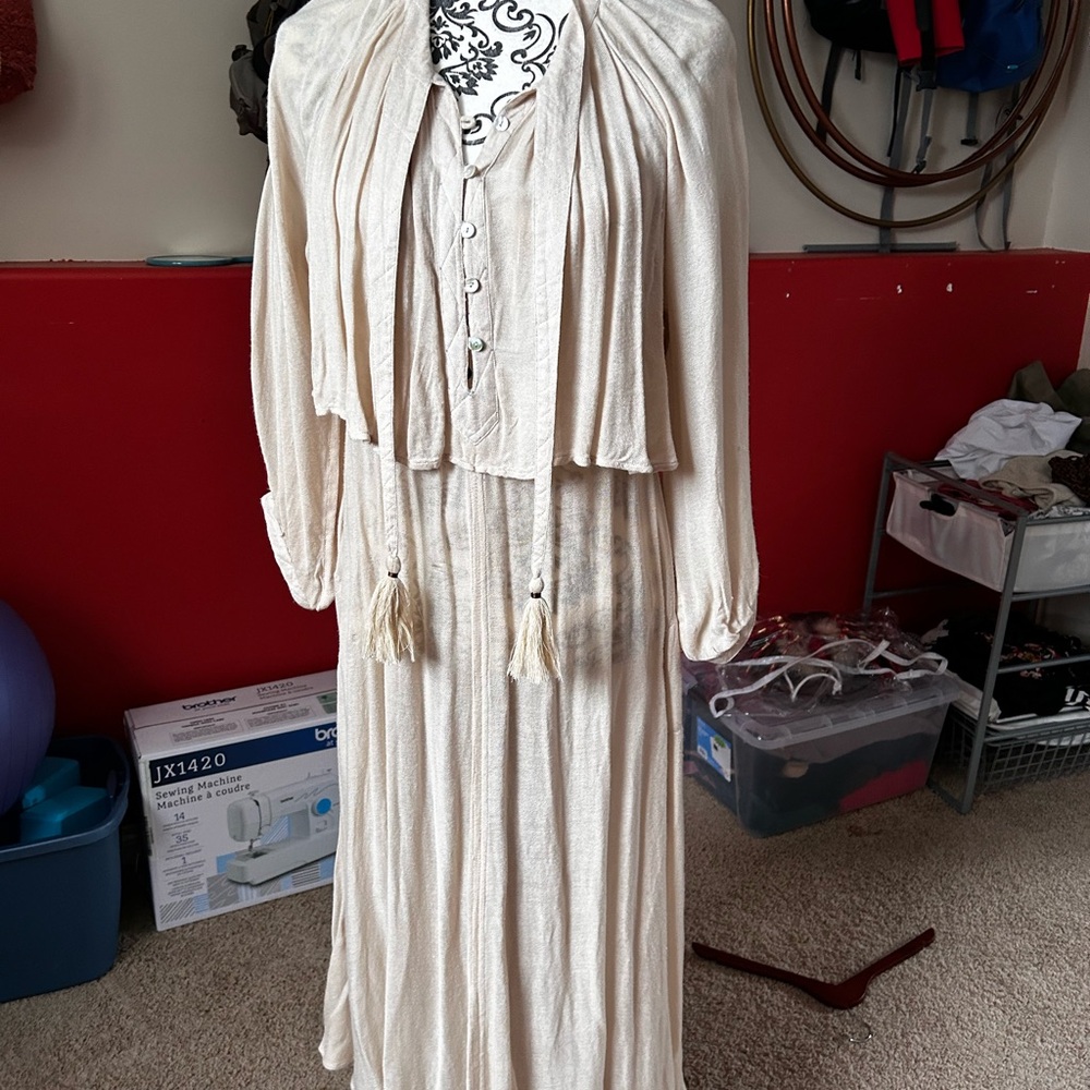 Free People Cream Maxi Dress with Tassels